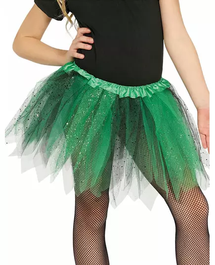 Tutu bicolore noir et vert à paillettes fille