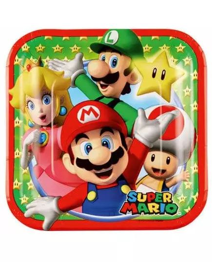 8 Petites assiettes en carton Super Mario™ 18 cm