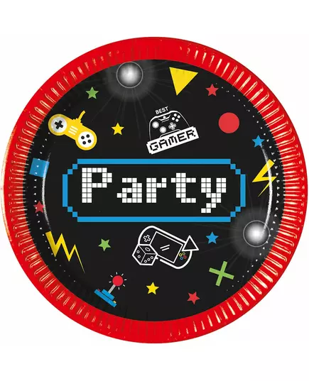 8 Petites assiettes en carton Gaming Party 20 cm