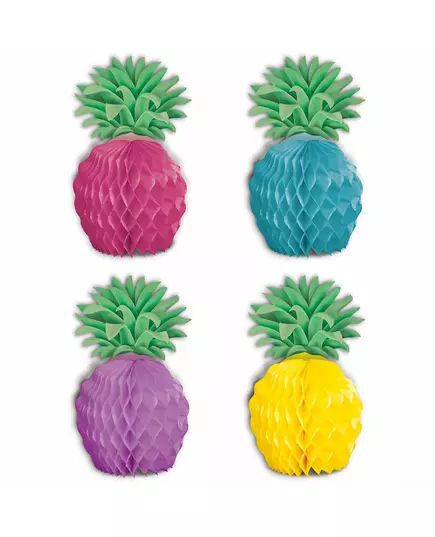 8 papieren veelkleurige mini ananas decoraties