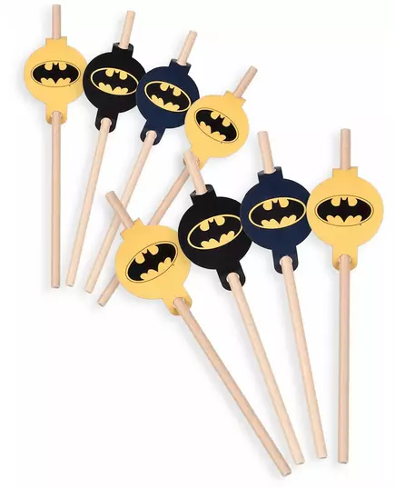 8 pailles médaillon en carton Batman™ 20cm