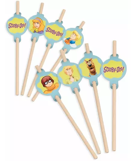 8 pailles médaillon en carton Scooby-Doo™ 20cm