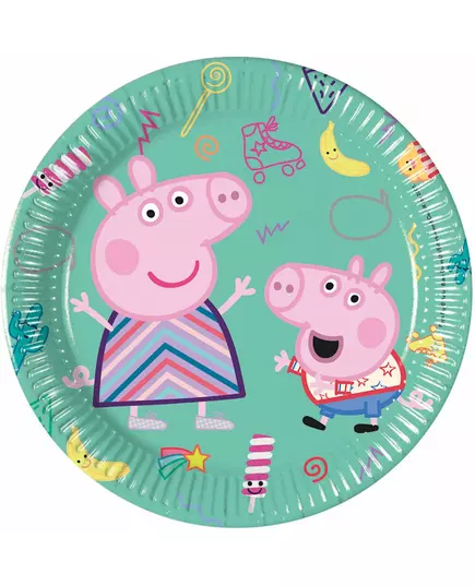 8 kleine groene kartonnen Peppa Pig™ borden