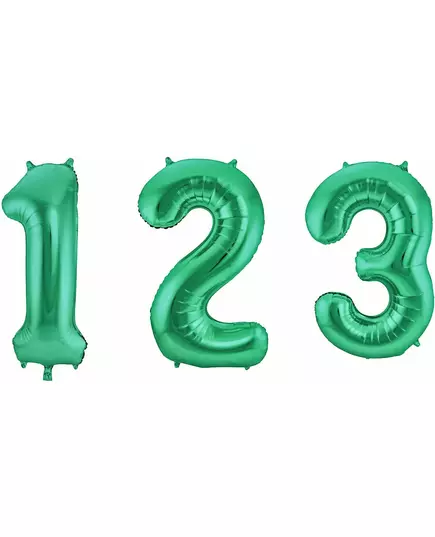 Metallic groene aluminium cijfer ballon, Maat: 0