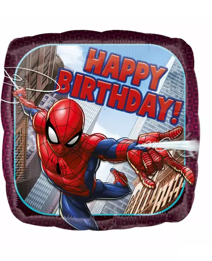 Ballon aluminium carré Spider-man ™ Happy Birthday43 cm
