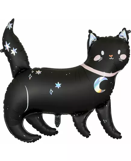 Aluminium ballon zwarte kat Halloween 48 x 36 cm