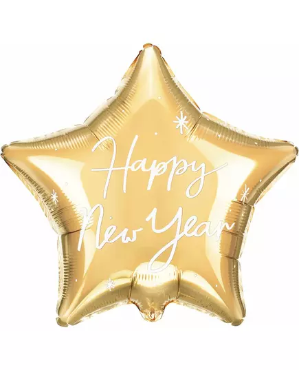 Ster folieballon Happy New Year goud 50 cm