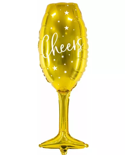 Ballon aluminium flûte cheers doré 28 x 80 cm