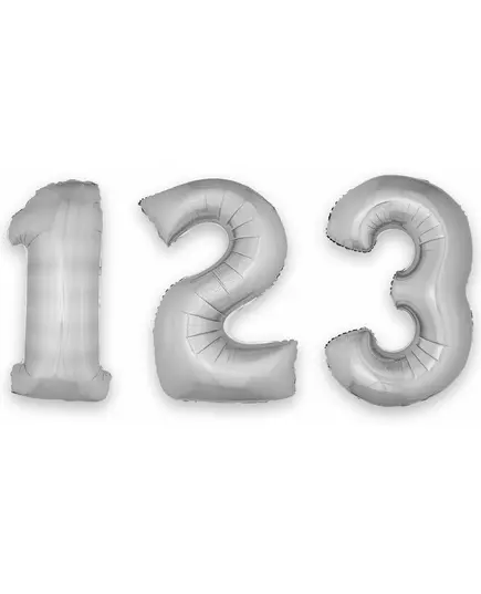 Enorme zilverkleurige aluminium cijfer ballon, Maat: 0