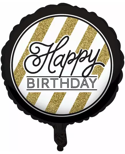 Zwarte en goudkleurige Happy Birthday ballon