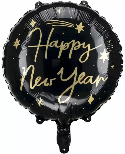 Happy New Year zwart en goud aluminium ballon 45 cm