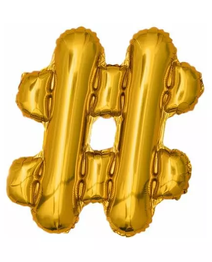 Ballon aluminium symbole # doré 33cm