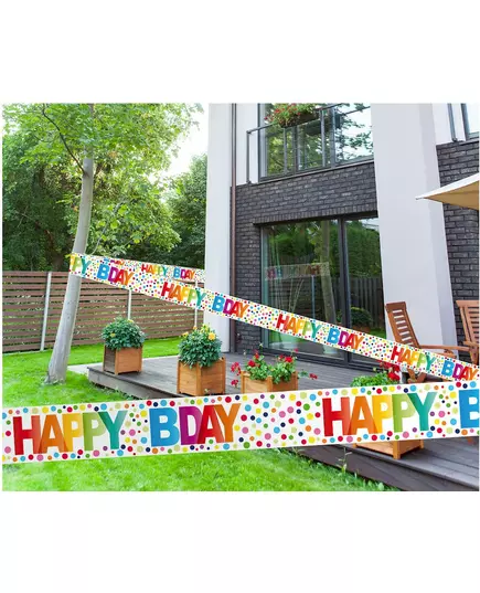 Banderole happy birthday points multicolores 15 m