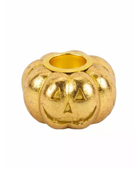 Bougeoir citrouille en résine dorée 3,7 x 6 cm