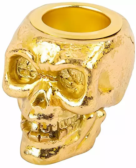 Bougeoir tête de mort en résine dorée 4 x 4 cm