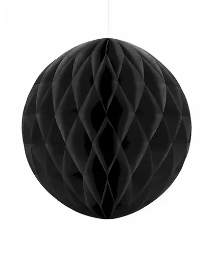 Boule en papier alvéolé noir 20 cm