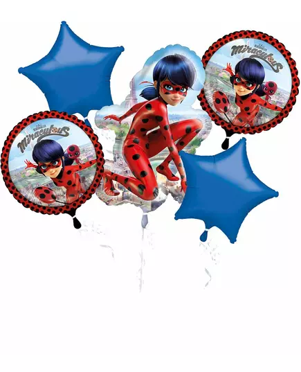 Boeket van 5 aluminium Ladybug™ ballonnen