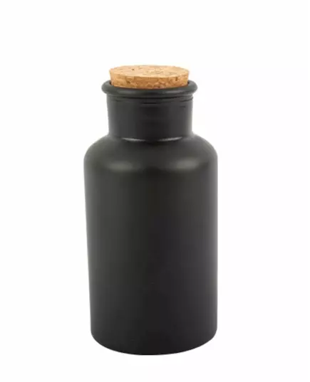 Bouteille apothicaire noire mat avec bouchon liège 17 cm 500 ml