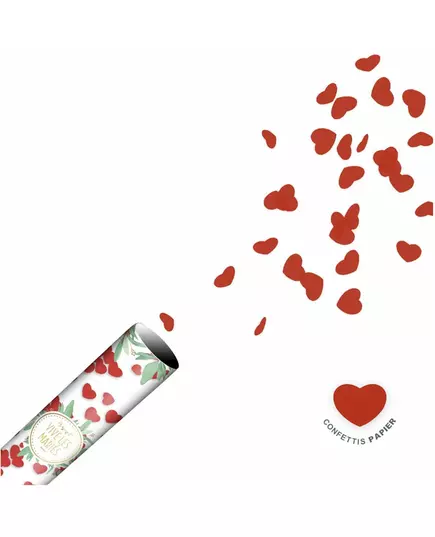 Canon à confettis cœurs rouges 40 cm