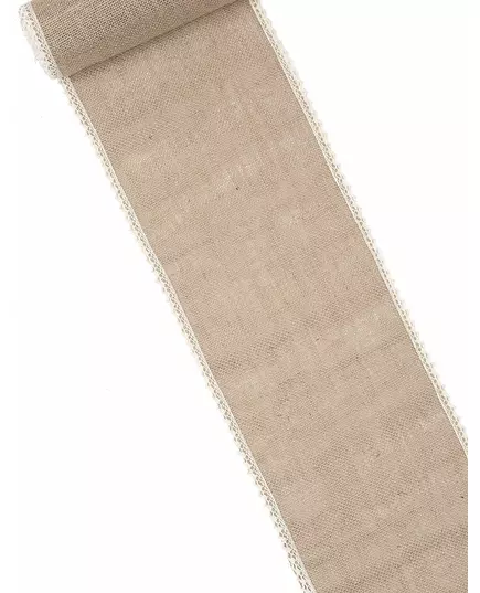Chemin de table en jute et dentelle 20 cm x 5 m