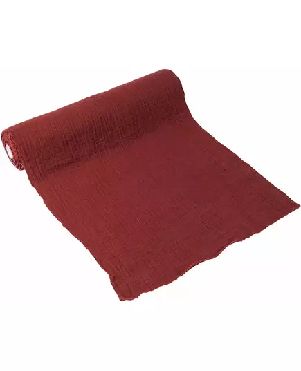 Chemin de table en gaze de coton couleur terre cuite bordeaux, 30 cm x 3 m
