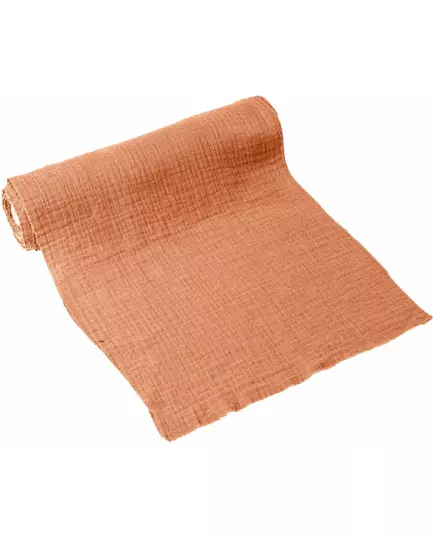 Chemin de table en gaze de coton rose terracotta ancien, 30 cm x 3 m