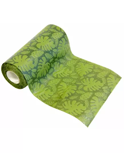 Chemin de table intissé relief feuille tropicale vert 15 cm x 5 m