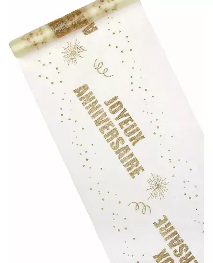 Gouden Happy Birthday Organza Tafelloper 29cm x 5m