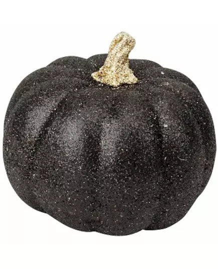 Pompoen in zwart en goud glitterhars 12 cm