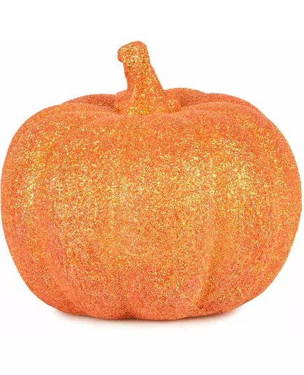 Oranje pompoen met glitter 12,5 cm