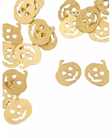 Confettis de table citrouilles dorées en bois 2 cm
