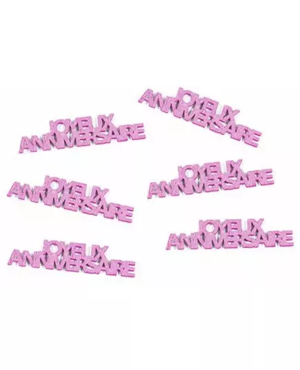 Confettis de table Joyeux anniversaire fuchsia 15 g
