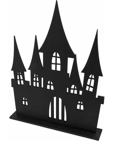 Décoration château hanté en bois noir 18 x 23 cm