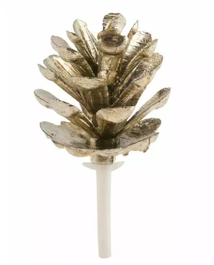 Prikdecoratie gouden dennenappel 4 cm