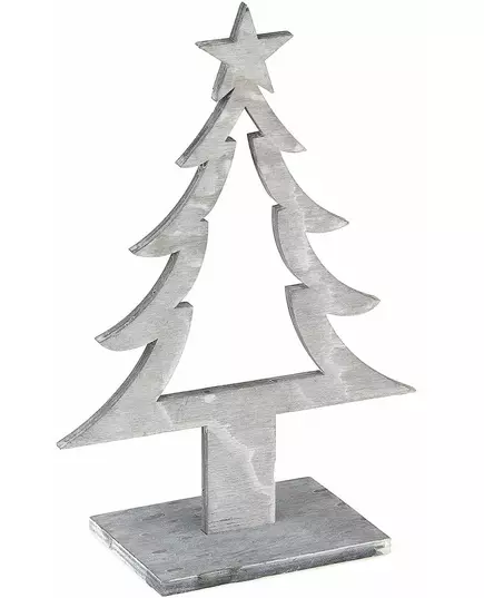 Décoration sapin de noël en bois gris 25 x 11 x 8 cm