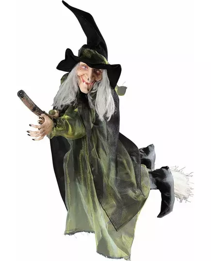 Halloween decoratie vliegende heks op bezem