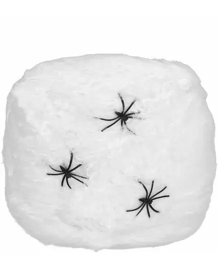 Décoration toile d'araignée blanche avec araignées 20 g Halloween