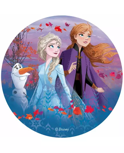 Disque en azyme La Reine des Neiges 2™ Anna, Elsa et Olaf 20 cm
