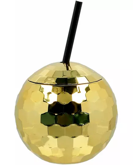 Beker discobal met rietje goud 650 ml