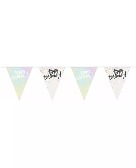 4m iriserende Happy Birthday plastic wimpelslinger
