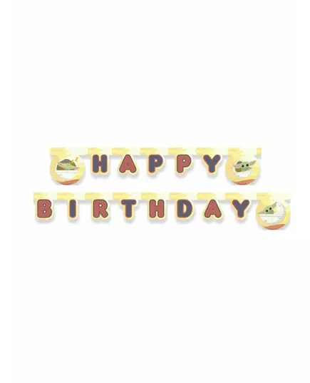 Guirlande en carton Happy Birthday bébé Yoda The Mandalorian™ 2 m