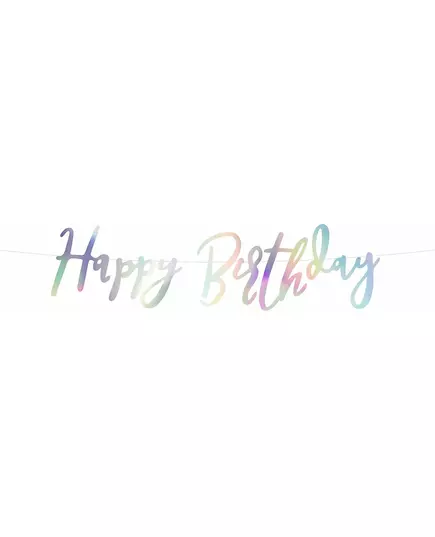 Guirlande en carton happy birthday iridescent 16,5 x 62 cm