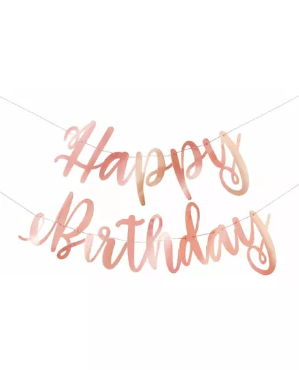 Guirlande en carton happy birthday rose gold métallisée 2,13 m