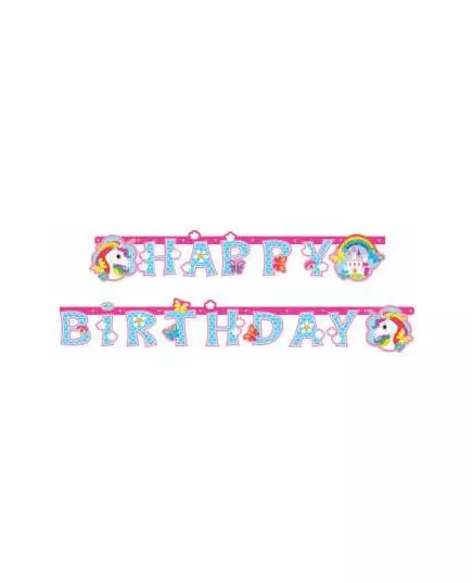 Guirlande Happy Birthday Licorne 1.79 m