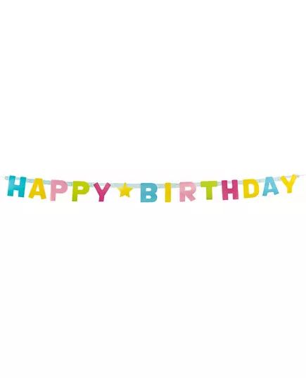 Guirlande lettres Happy Birthday en carton 150 cm