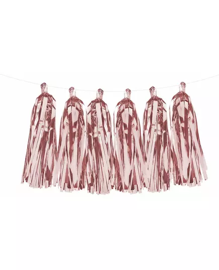 Metallic roségouden franje slinger