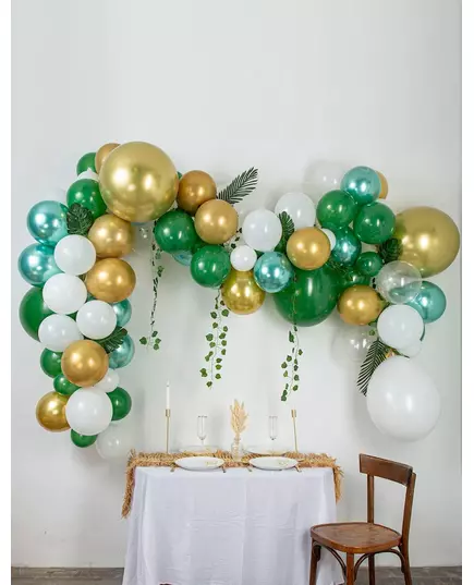 Kit d'arche de ballons tropicaux avec 86 feuilles de lierre, de palmier et de monstera