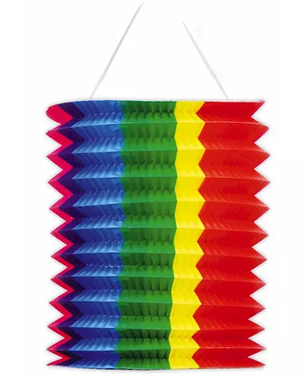 Veelkleurig gestreepte lantaarn 20cm