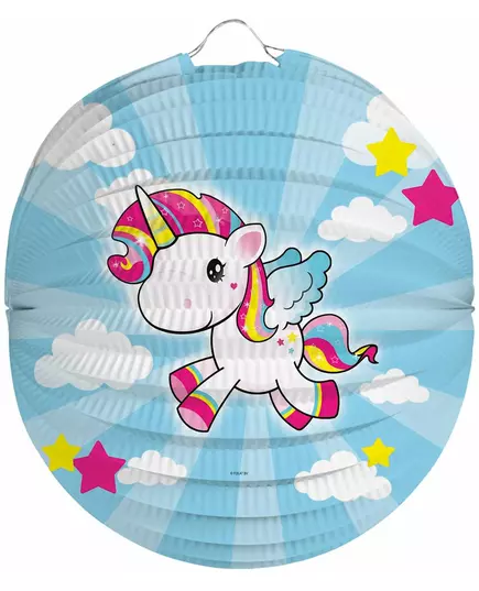 Lanterne en papier Licorne bleue 22 cm