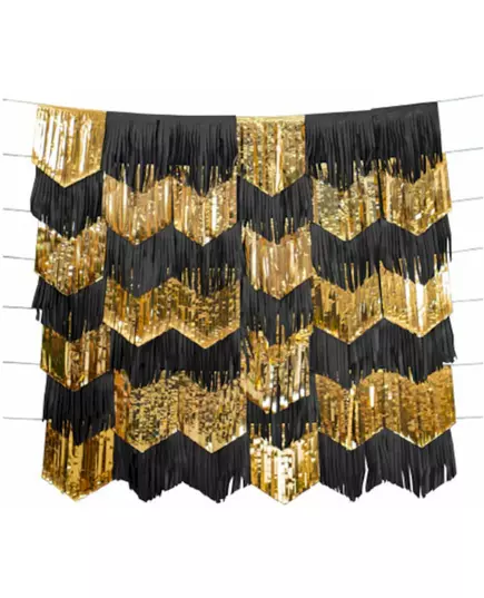 Set van 7 kwastjesslingers zwart en goud 2 m